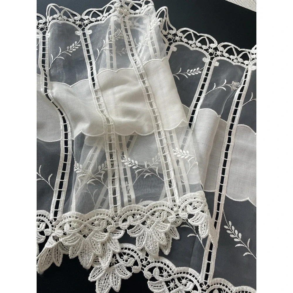 Vintage European Macrame Lace  Valance Ecru Beige‎ French Country  17